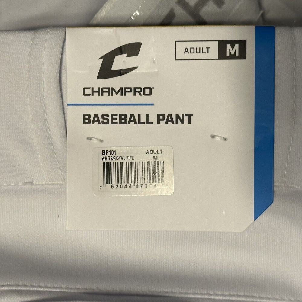 Champro Adult Triple Crown Knicker Baseball Pant White Blue Stripe Medium New - Picture 2 of 15